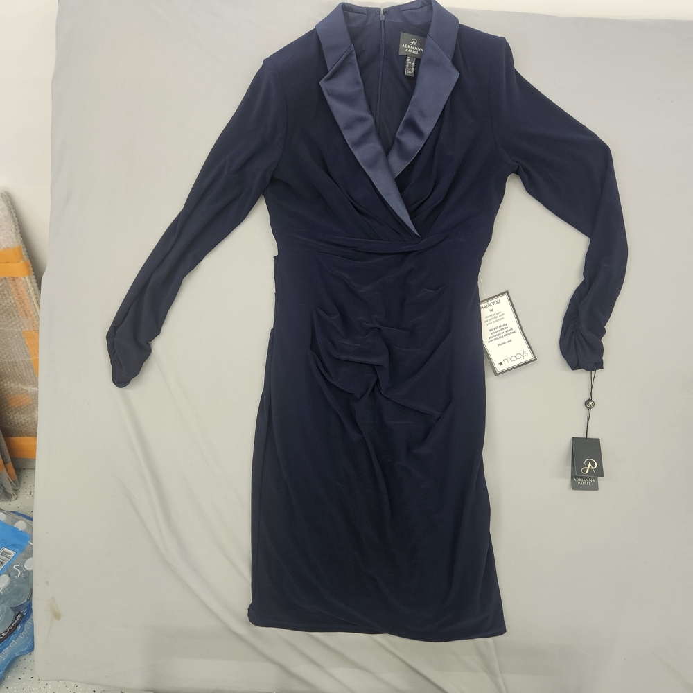 Adrianna Papell Midnight Blue Long Sleeve Dress